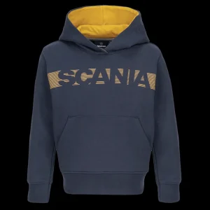 Scania Kläder | Marinblå huvtröja med rand – barn