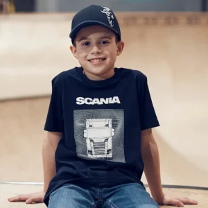 Scania Kläder | Marinblå t-shirt med lastbilstryck – barn