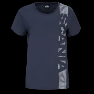 Scania T-shirts | Marinblå t-shirt med vertikal rand – dam
