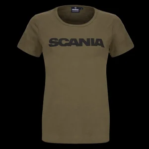 Scania T-shirts | Olivgrön t-shirt ”bas” med Wordmark – dam