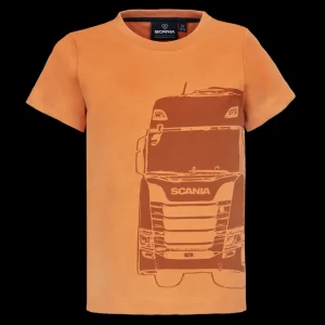 Scania Kläder | Orange t-shirt med lastbilstryck – barn