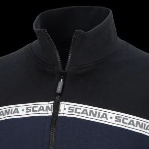Scania Tröjor & Hoodies | Tvåfärgad blå tröja med 3/4 delsdragkedja – Herr
