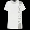 Scania T-shirts | Vit t-shirt med vertikal rand – dam